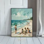 NAU summer memories impasto children beach art 429