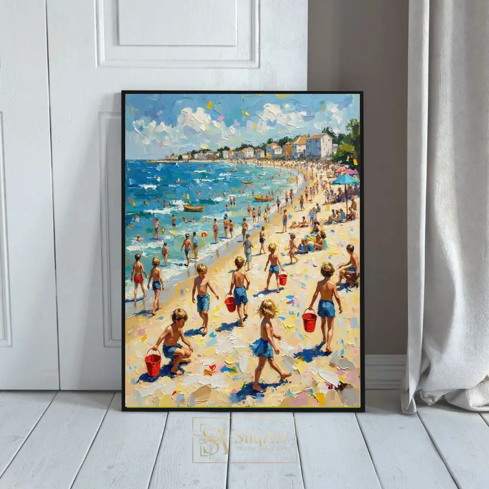 Impressionist Beach Scene Art Print - Coastal Summer Life