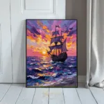 NAU sunset voyage impasto sailboat digital art print 432
