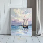 NAU tranquil horizon impasto sailing ship art 437