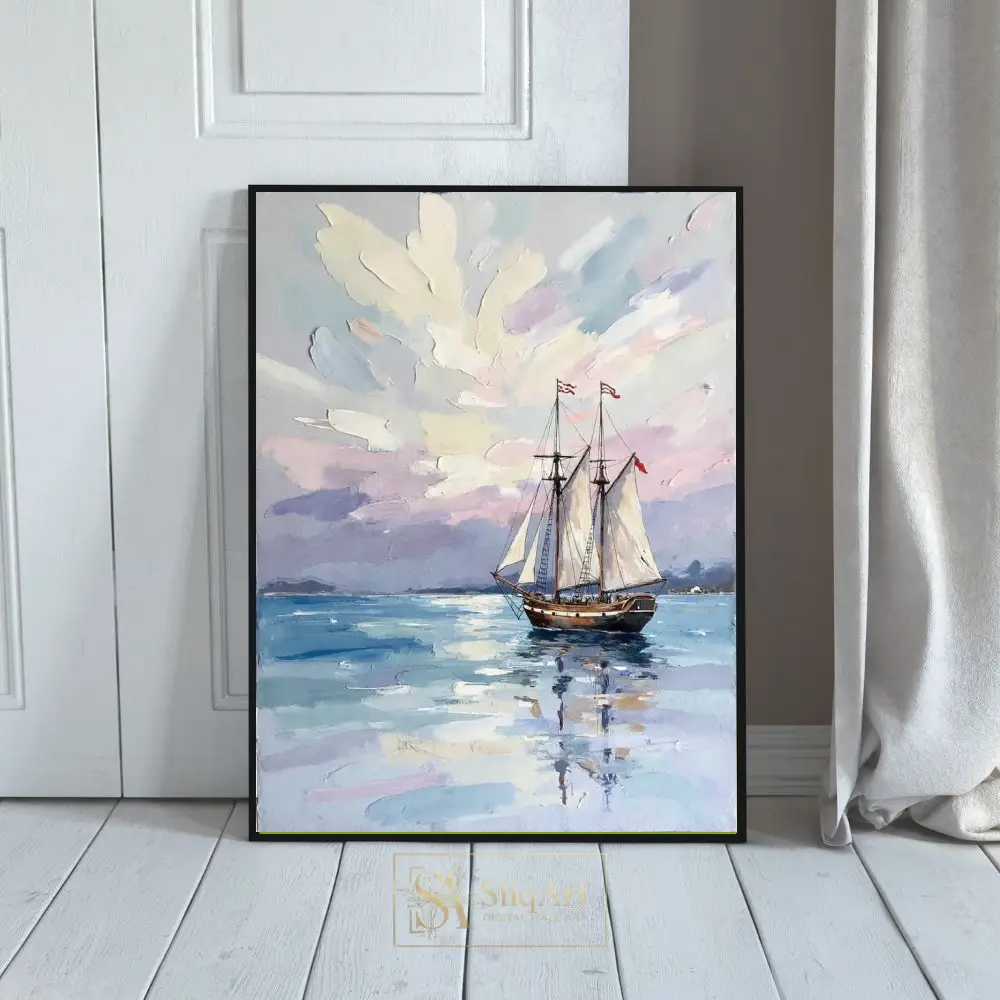 NAU-tranquil-horizon-impasto-sailing-ship-art-437-01 NAU tranquil horizon impasto sailing ship art 437