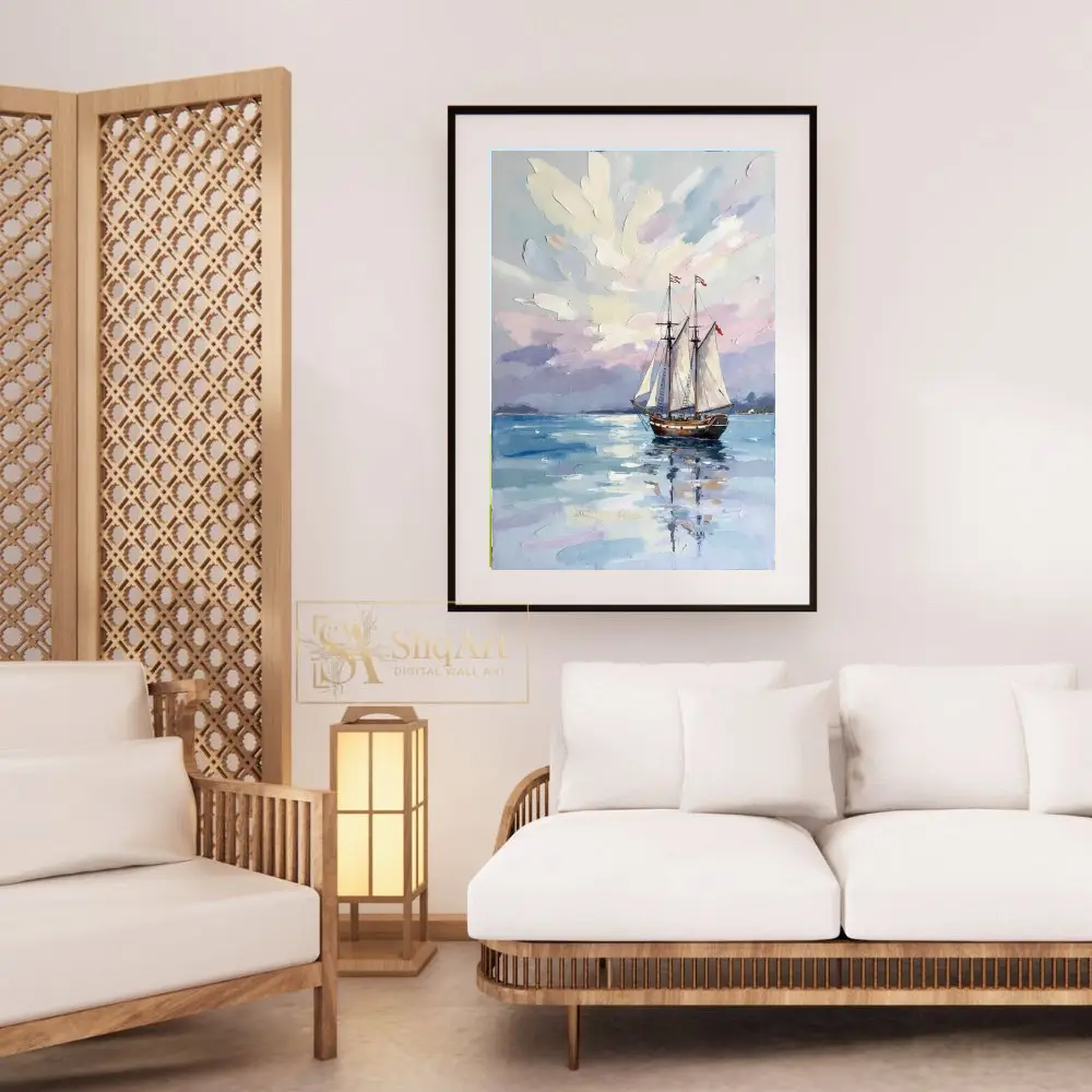 NAU-tranquil-horizon-impasto-sailing-ship-art-437-03 NAU tranquil horizon impasto sailing ship art 437