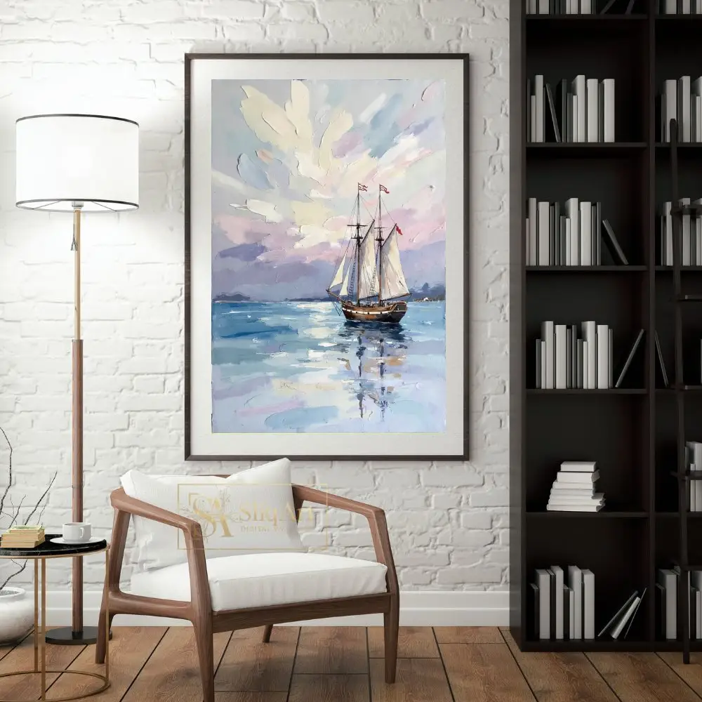 NAU-tranquil-horizon-impasto-sailing-ship-art-437-04 NAU tranquil horizon impasto sailing ship art 437