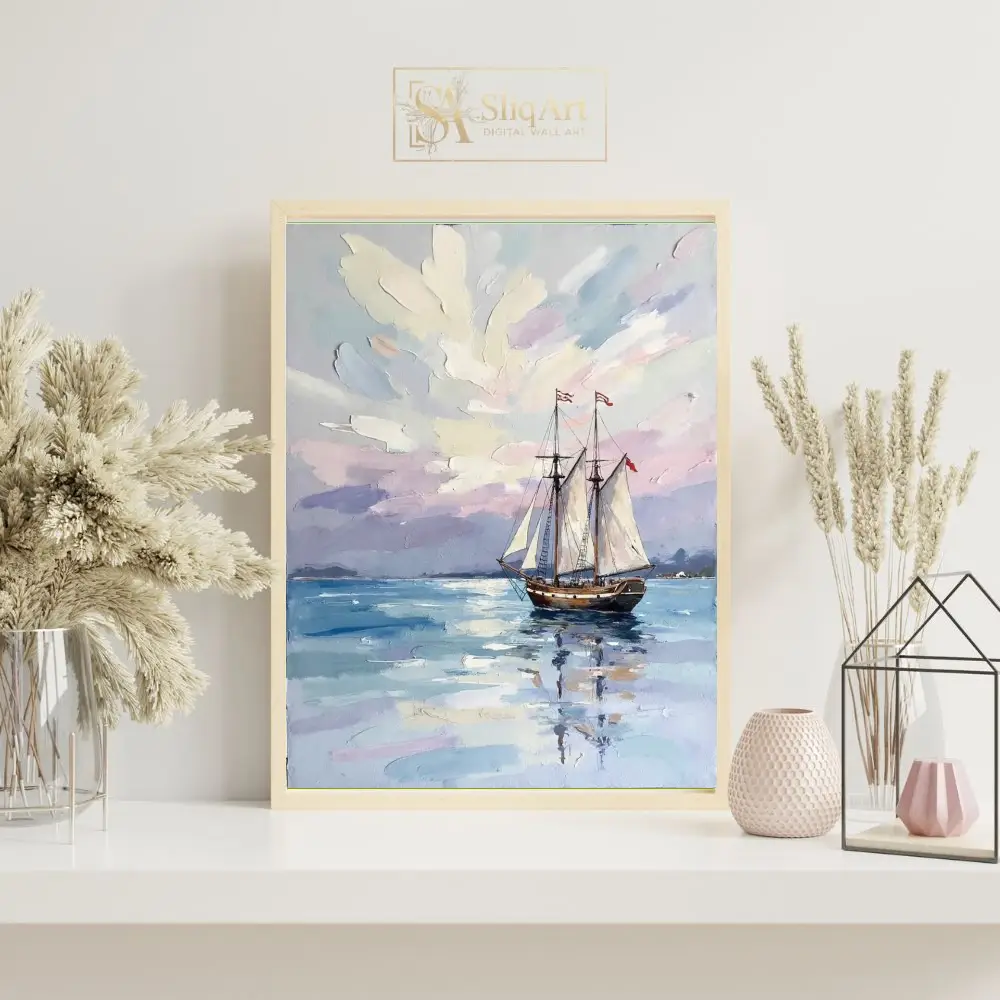 NAU-tranquil-horizon-impasto-sailing-ship-art-437-07 NAU tranquil horizon impasto sailing ship art 437