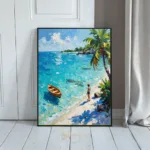 NAU tropical bliss impasto beach turquoise ocean art 438