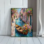 NAU venetian bloom impasto canal floral gondola art print 442