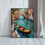 NAU venetian canvas impasto canal bridge art 443