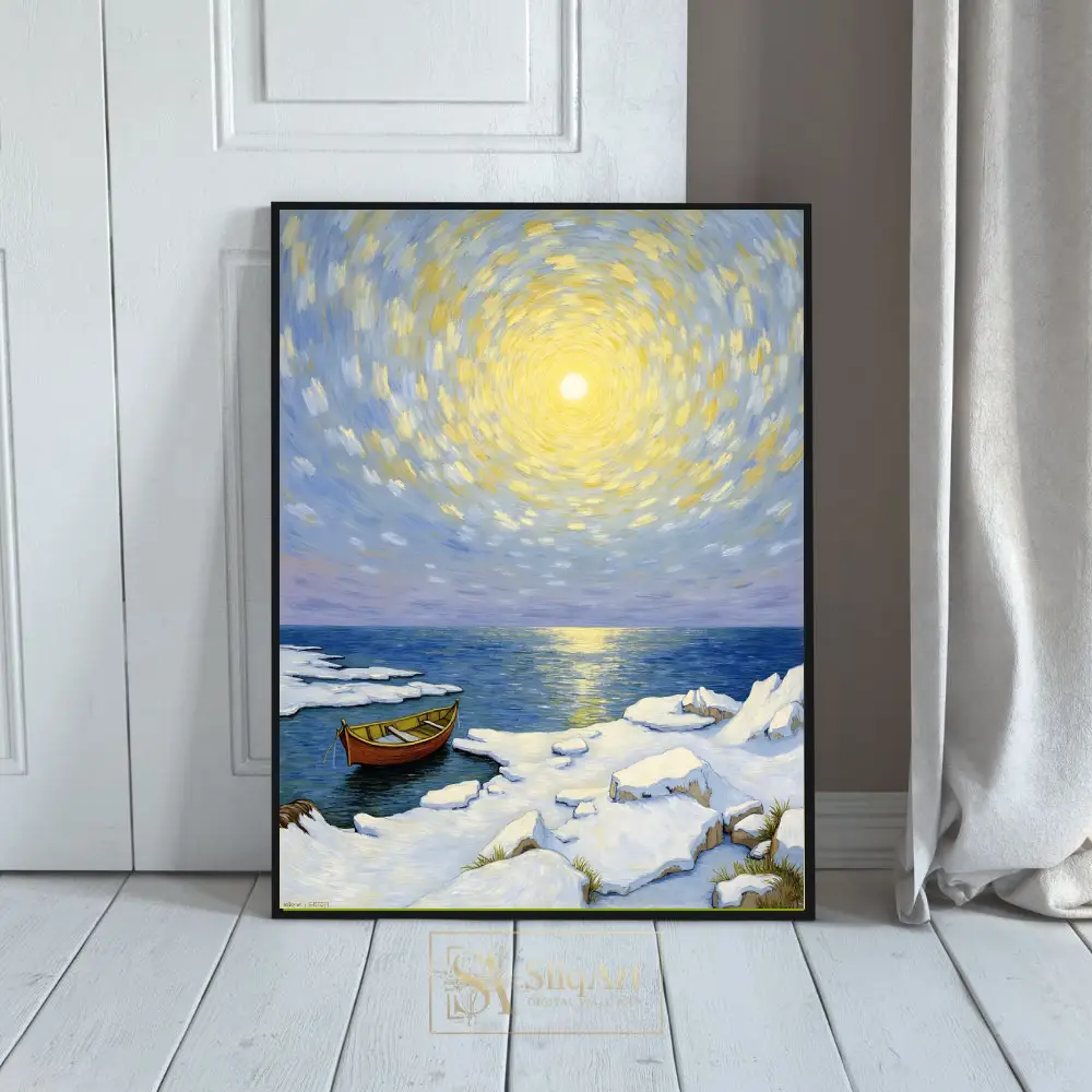 Celestial Solitude: Van Gogh Inspired Arctic Seascape