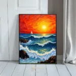 NAU vivid sunset over ocean waves 340