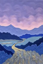 Abstract mountainside vista