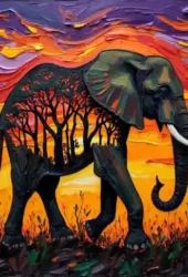Animal elephant sunset