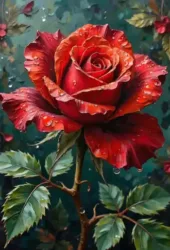 Floral red rose print