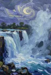 Landscape niagara falls nightfall