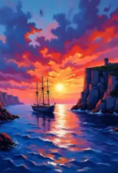 Nautical sailing sunset